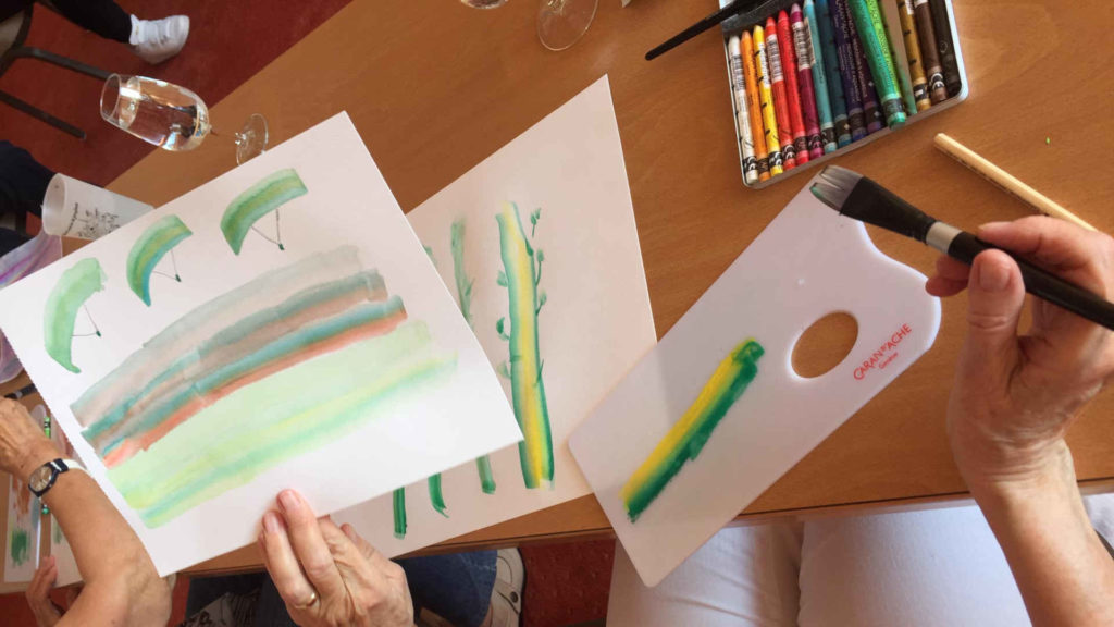 peinture groupe atelier art-thérapie senior
